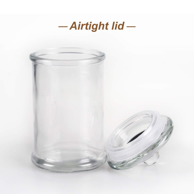 Easeen Mini Glass Apothecary Jars, Bathroom Storage Organizer Canisters for Cotton Swabs, Cotton Balls, Makeup Sponges, Bath Salts, Hair Ties, Makeup - Set of 3 - Image 2